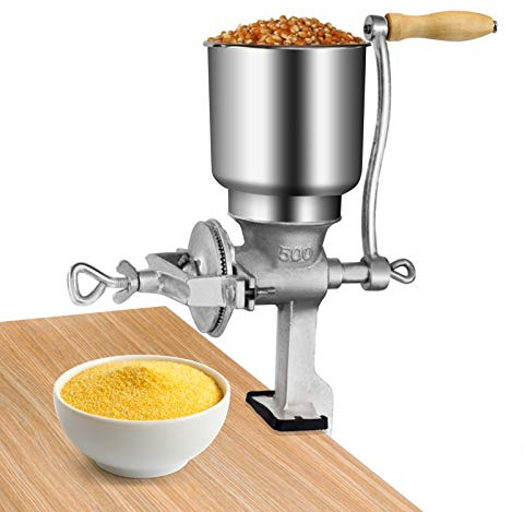 Manuelle Getreidemühle und Kaffeemühle - Verstellbare Maismühle Mit Großem Trichter für Weizenbohnen, Reis, Kokos, Pfefferkörner, Nüsse - Für Zuhause und Küche