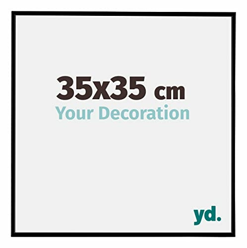 Your Decoration - Bilderrahmen 35x35 cm - Schwarz Matt - Bilderrahmen aus Kunststoff mit Acrylglas - Antireflex - 35x35 Rahmen - Evry