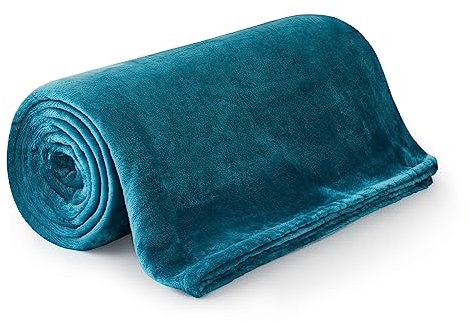 MOONLIGHT20015 Fleece Blanket for Bed - Soft Cosy Fluffy Throw Blankets Queen Size, 400 GSM Silk Touch Warm Large Throws for Audlts, Teal, 200x240 Cm