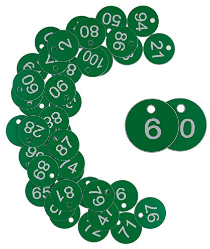 Nummernschilder aus Kunststoff, graviert, ohne Schlüsselringe, 1 - 50, Grün