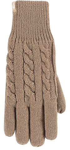 HEAT HOLDERS SOCKSHOP Damen Willow Kabel Handschuhe Packung 1 Beige M-L