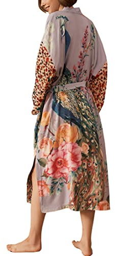 LikeJump Damen Kimono Knielänge Strandkleid Lang Sommerkleid Bikini Cover Up