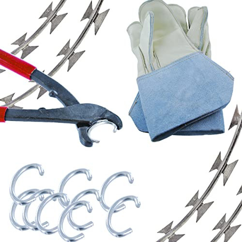 INDUTEC Natodraht Montageset Handschuhe Zange C-Clips Montage Clips Set