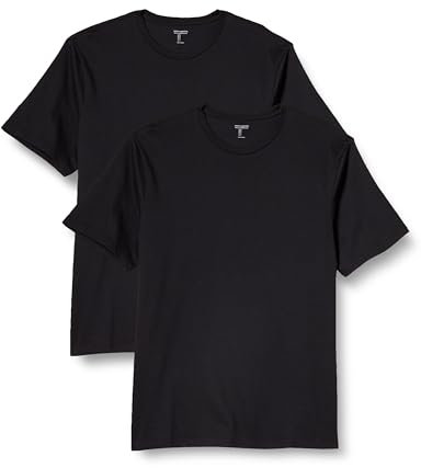 Amazon Essentials Men's Cotton Regular-Fit Short-Sleeve Crewneck T-Shirt, Pack of 2, Black, 6XL Plus