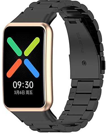 Yikamosi Armband Kompatibel mit OPPO Watch Free für Frauen und Männer,Schnellverschluss Edelstahl Metall Ersatzarmband Damen Herren Wristband Uhrenarmbänder für OPPO Watch Free