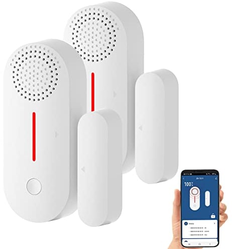 VisorTech Alarmanlage Türkontakt: 2er-Set WLAN-Tür- & Fensteralarme mit Sirene, App und Sprachsteuerung (Türkontakt Alarm, WLAN Türsensor, Alarmsysteme)