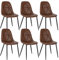 Lestarain 6er Set Esszimmerstühle mit Rückenlehne, Küchenstuhl mit Kunstlederbezug Polsterstuhl aus Metall, ergonomischer Stuhl für Esstisch, Esszimmer Küche Wohnzimmer, Braun LCNI110001-6
