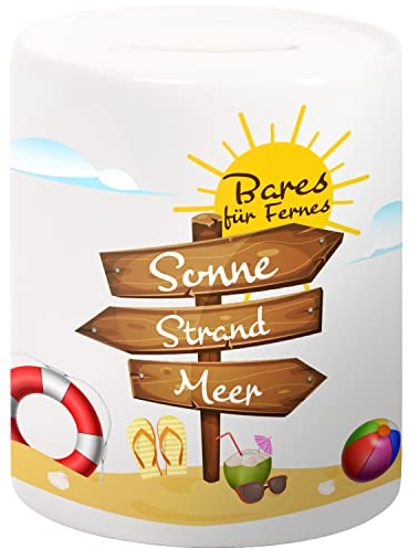 Spardose Urlaubskasse „Bares für Fernes“ lustige Sparbüchse als Reise-Kasse | Geldgeschenke Verpackung | schöne Geschenk-Idee für Frauen, Männer, Mama, Papa, Freundin zu Weihnachten, Geburtstag