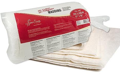 Sew Easy Steppwatte, 80% Baumwolle, 20% Polyester, waschbar, volle Größe 205,7 x 243,8 cm.