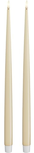 Deluxe Homeart Indoor Flameless LED Dinner Candle - Set of 2 - with Real Flame™ Technology - Battery Powered Candle (38 cm, Cream)