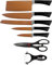 MAXELLPOWER JUEGO CUCHILLOS COCINA PROFESIONALES CUCHILLOS COCINA PROFESIONAL 5 CUCHILLOS ACERO INOXIDABLE TIJERAS PELADOR EFECTO COPPER APTO LAVAVAJILLAS CUCHILLOS COPPER