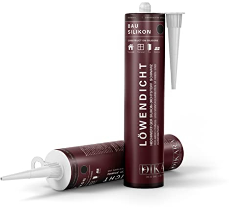 Silikon schwarz für Innen- & aussen | Löwendicht Bausilikon 310 ml | Außenbereich Fenster | wasserfest/uv-beständig (3, Schwarz)