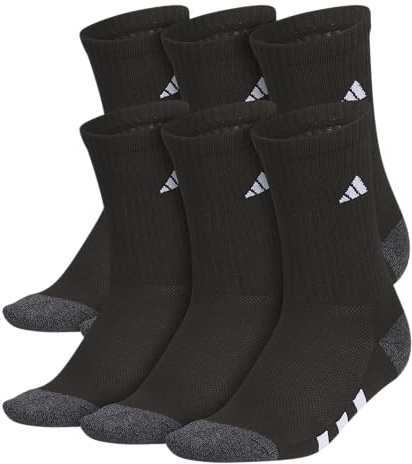 adidas Unisex Kids Crew Socks for Boys and Girls Youth (6-Pack) Athletic Cushioned and Comfortable, Tall Mid-Calf