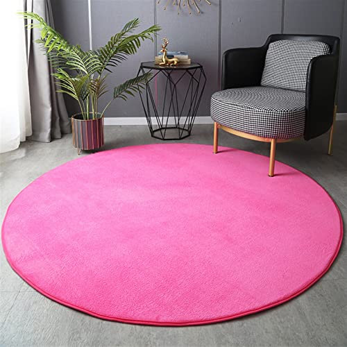 GIBZ Tappeti Rotondo Velluto Corallo Morbido Solido Tappetino Lavabile Bambini Memory Foam per Salotto Camera da Letto, Rosa, 60×60cm