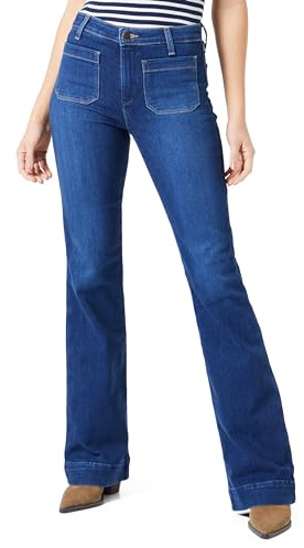 Wrangler Vaqueros Flare para Mujer, Lavado Oscuro, 28W / 32L