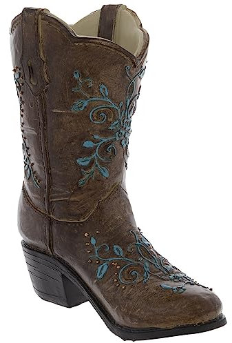 Hobby Lobby Boot-Shaped Vase (Brown, Blue)