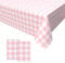 2PCS Rosa Weiß Karierte Tischdecken,Tischtuch Karo Rosa Weiß Einweg Plastik Tischdecke Einweg Tischdecke mit Karierter Flagge für Gartentisch Feierntage Party Weihnachten Hochzeit Picknick 137 x 274cm