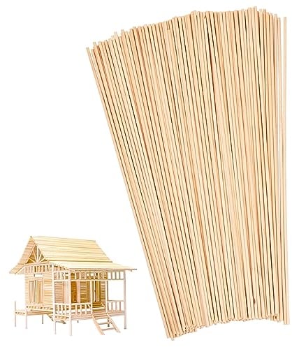 Jinlaili Lot de 150 Bâtonnets Bois 30cm x 3mm, Baton Bois Rond Naturel, Tige Bois Solide, Loisir Creatif Bâtonnets en Bois pour Bricolage, Travail du Bois, Travaux Manuels, Décoration