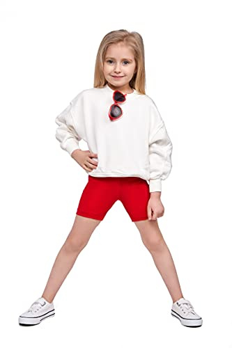 hi!mom Leggings Courts d'école pour Filles en Coton Riche 1/2 Longueur pour Uniforme Scolaire I Leggings en Coton pour bébés Enfants Pantalons Courts élastiques, 2-13 Ans