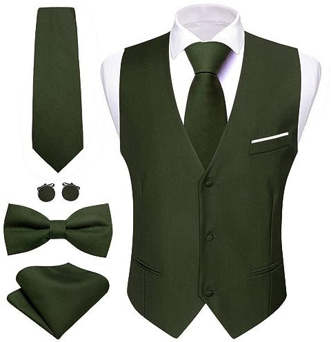 ZMIN Herrenweste, Seide, dunkelblau, Weste, Krawatte, Fliege, Taschentuch-Set, ärmelloses Jackett, Herrenhochzeit, Gesellschaftsanzug 2436 L