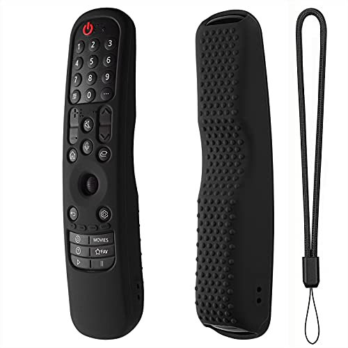 Silicone Remote Cover Compatitive with LG Magic Remote Control AN-MR21GA MR22GA MR23GN, Silicone Case for LG Smart TV Remote with Lanyard (Black)