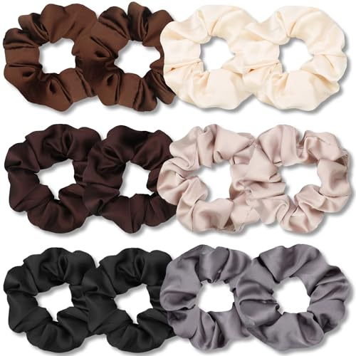 VENUSTE Haargummis für Damen, Premium-Satin, weicher als Seide, Haargummis für Damen, 12 Stück (neutrale Farben)