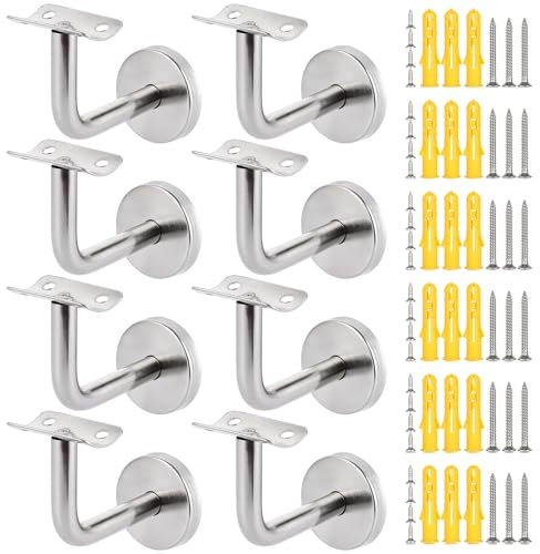 MUXHEL 8er-Set Handlaufhalter, 60 x 80MM Handlauf Halterung, Halterung für Handlauf, Handlauf Wandhalter, handlaufträger edelstahl, handlaufhalter edelstahl