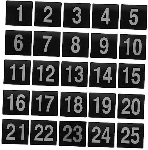 Cabilock Lot De 25 Numéros De Siège Réutilisables En Pvc Base Noire Et Lettres Blanches Pour Mariage Anniversaire Et Banquet