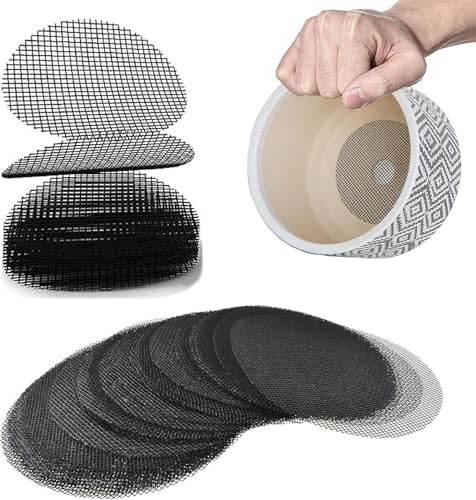 Blumentopf Netz Pad, 100 Stück Glasfaser Rundes Netz für Blumentopf, Blumentopf Mesh Pad Blumentopfloch Matten, für Sukkulenten Blumentöpfe Zubehör verhindern Boden Verlust (5×5×0.04cm)