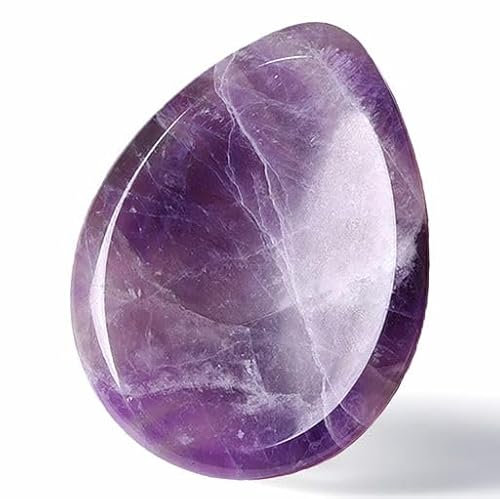 GUJOXILA Amethyst Kristalle Sorgensteine Handschmeichler Stein Tropfenform Kristall Sorgensteine Heilsteine Daumenstein Meditation Spirituelle Energieausgleich