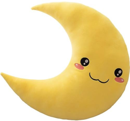 TOPLITHE Mond Kuscheltiere, Cartoon Mondförmiges Gefülltes Kuschelkissen Flauschiges Plüschtier for Jungen Mädchen Nickerchen Geschenk Heimdekoration(Color:Yellow,Size:23CM/9IN)