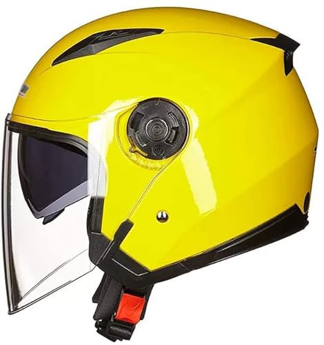 Casco Moto Aperto ECE Approved Motociclo Motore Jet Bobber Pilot Crash Chopper 3/4 Mezzo Casco Con Visiera Parasole Per Adulti Uomini Donne yellow,XXL