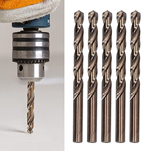 ‎BORDSTRACT 5Pcs Twist Drill Bit, High Speed Steel Parallel Shank Drilling Tool Set Kit for Copper Iron11mm Stainless Steel, Hardened Metal, Cast Iron, Plastic and Wood (10mm)