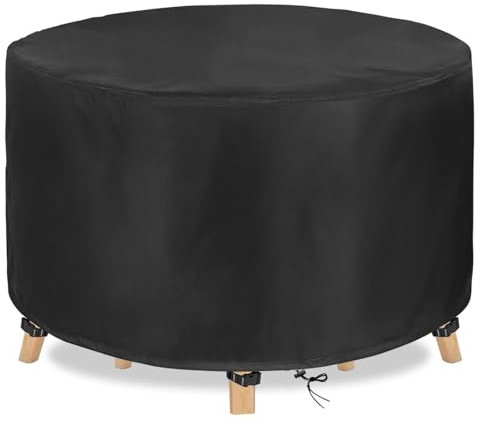 DKHLYB Housse de Table de Jardin Ronde 600D - Protection Imperméable pour Salon Extérieur - Meuble Étanche 120x71cm