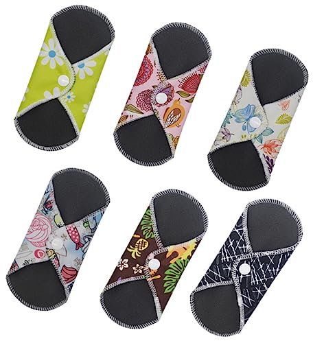 Ipetboom Serviettes Hygiéniques Lavables En Bamboo Charbon Ensemble De 7pcs Super Absorbantes Respirantes Réutilisables Pour Menstruations Post-partum Confort Pour Femmes
