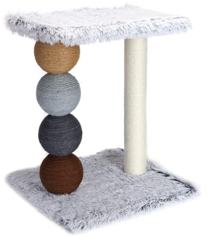 Nobleza Quadratischer Kratzbaum mit Perlen - Katzenbaum für Kratz- und Spielspaß, Farbe:Mehrfarbig, Größe:OneSize