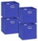 Storanda | 4er Set Aufbewahrungsbox 33x33x32.5 cm | Breite Griffe auf zwei Seiten | Stabil & Faltbar | Regalbox für Würfelregal | Ideal für Zuhause & Kinderzimmer | Blau