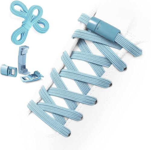 Shecret Cordones Elásticos, Cordones con Cierres Magneticos Metal, Cordones Elásticos Sin Nudo, Cordones Universales Ajustables para Zapatillas de Deporte, Niños y Adultos, PolvoAzul