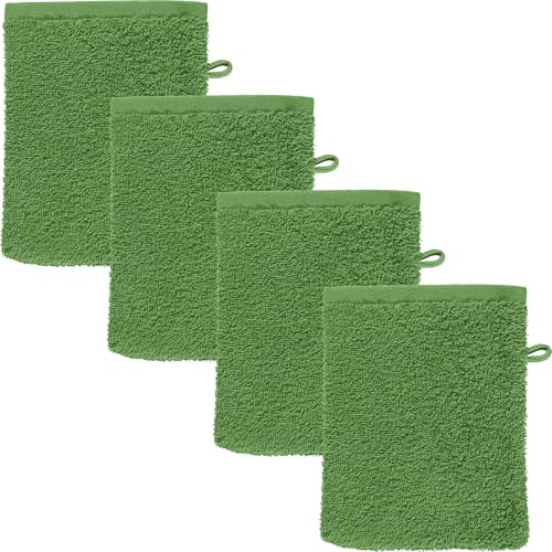 REDBEST Waschhandschuh Oceanside 4er-Pack Leichtfrottier grün Größe 16x21 cm