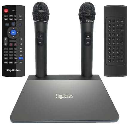 SingMasters SM-900 PRO Indian Karaoke Machine,6K+ Indian,13K+ English Songs,Android TV Smart Karaoke,Dual Wireless Mics,Wi-Fi,YouTube Karaoke Singing,Playstore,Apps,Video Recording