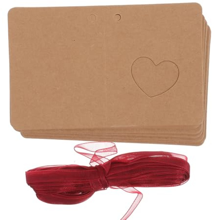 Veemoon Kraftpapier Geschenkanhänger 50 Stück Mit Rotem Seil - Ideal Für Hochzeiten - Geburtstage Und DIY Deko Stempel Schön Dass Du Da Bist Für Wunschbaum Karten