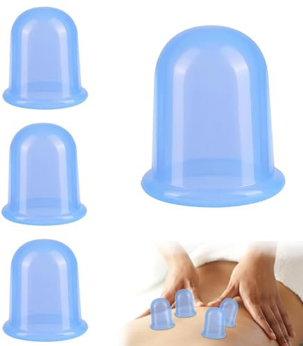4 Stück Schröpfgläser Silikon, Schröpfen Silikon, Saugglocke Anti Cellulite Massagegerät und Fördern Sie die Durchblutung für Hals Gesicht Körper (Blau)