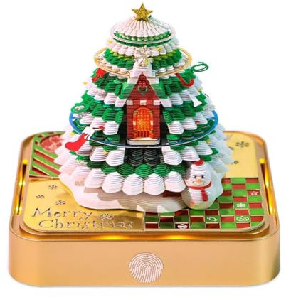 2026 Desk Calendar With LED Light, Christmas Tree Sculpture 3D Tear-away Calendar, Paper Carving Art Memo Pad Notepad Gift Christmas Day Home Desktop Decoration