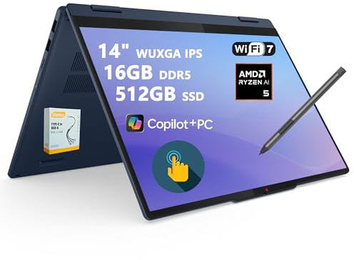 Lenovo IdeaPad Flex 5 2-in-1 Laptop | 14 WUXGA IPS Touch | AMD Ryzen AI 5 340 (Up to 50 Tops) | 16GB DDR5 512GB SSD | Copilot+ PC for Creator Designer Business Professional Win11 w/DLCA Accessory