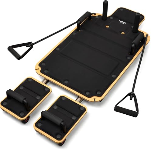 Pilates Board für Zuhause aus Holz – bis 200 kg belastbar | Ganzkörpertraining mit Widerstand für Bauch, Beine & Po | leicht (7,5 kg) & platzsparend – inkl. Übungen