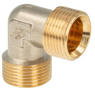 tecuro Winkel 90° mit beidseitig Eurokonus G 3/4 Zoll AG, DN 20, DVGW, Messing teilvernickelt