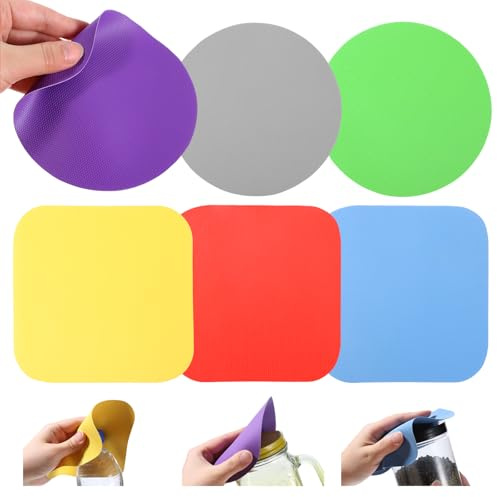 Lot de 6 ouvre-bocaux en caoutchouc, multi-usages, en silicone, tapis antidérapants pour une ouverture facile, gadget de cuisine pour personnes âgées souffrant d'arthrite et de mains faibles, 6