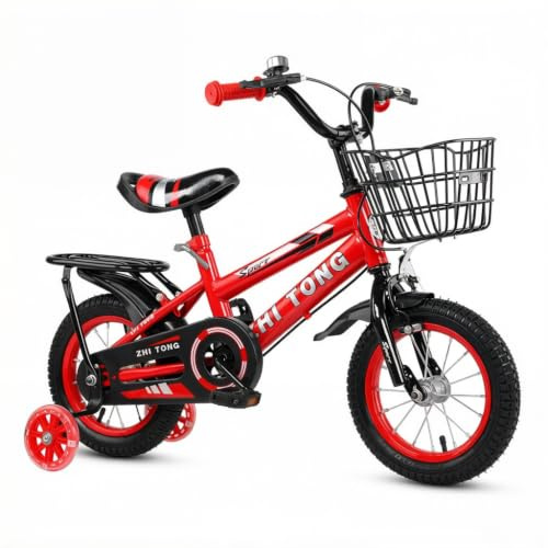 ALIESTFDNO Kinderfahrrad für ab 2 3 4 5 Jahre Mädchen & Jungen, 14 Zoll Kinderfahrräder mit Stützrädern, Höhenverstellbar Kinderfahrrad mit Korb und Rücksitz, Fahrrad für Schulung Outdoor