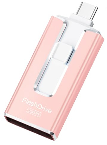 MFi-zertifizierter Flash-Laufwerk für iPhone, 256 GB, 3-in-1 Typ-C-USB-Stick, Thumb Drive für Fotos und Videos (Rose Pink, 256 GB)