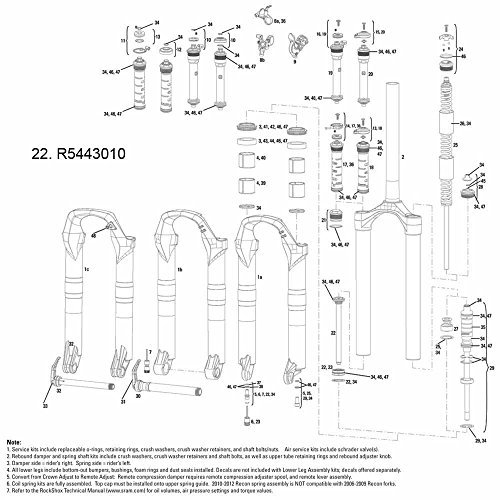 RockShox Recon XC - Kit con Ammortizzatore e Anello di Tenuta, Colore: Grigio